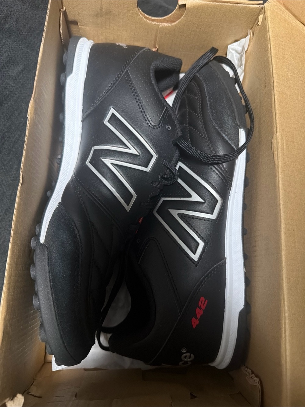 New Balance 442 V2 Team TF Soccer Shoes Mens 10.5 D Black White MS42TBK2